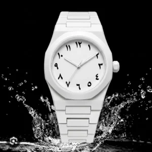 White Aura Watch Arabic Design Quartz Movement