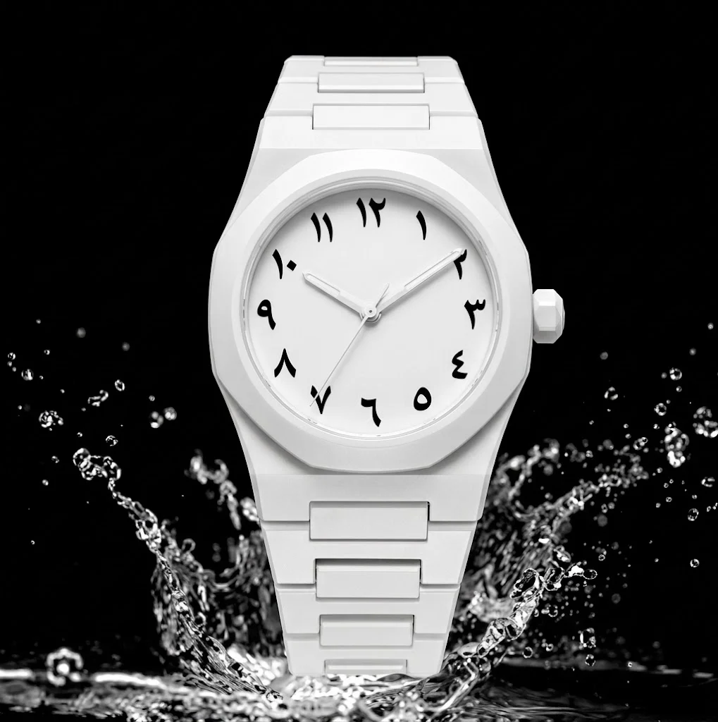 White Aura Watch Arabic Design Quartz Movement