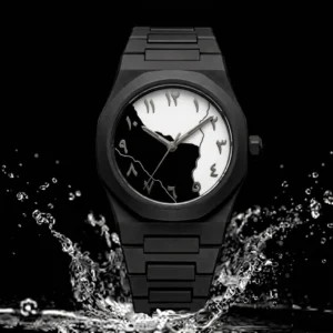 Black Arabic Aura Watch Carbon Fiver Plastic Fashionable watch For Men